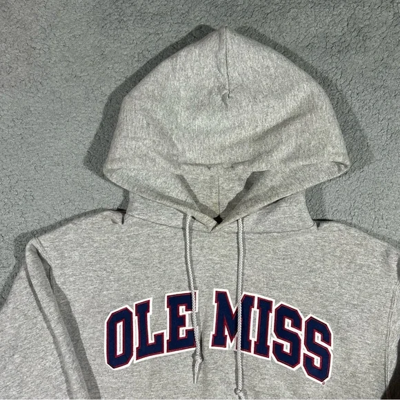 Vintage Y2k Grey Champion Ole Miss Pullover Hoodie Women’s Medium #1246 - Picture 3 of 9
